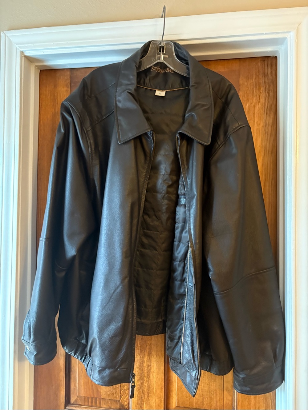Black Leather Jacket for Men - Classic Zip Front